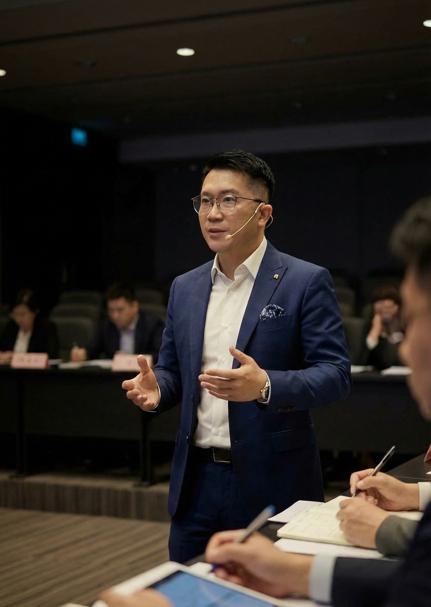 J.C. Leung presenting at a corporate training session
